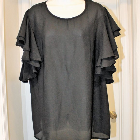 Live 4 Truth Ruffle Sleeve Sheer Blouse - Picture 2 of 6